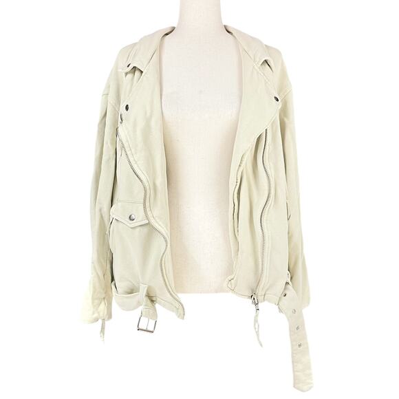 FREE PEOPLE WE THE FREE Rebel Rebel Knit Moto Cotton Terry Jacket Size M - Picture 5 of 10